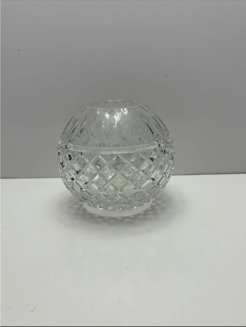 vintage cut-crystal globe rose bowl/ vase